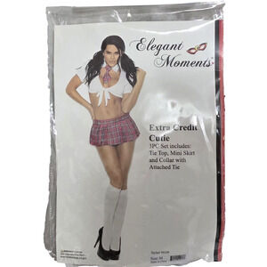 Elegant Moments "Extra Credit Cutie" 3PC School Girl Costume Set - Size Medium -